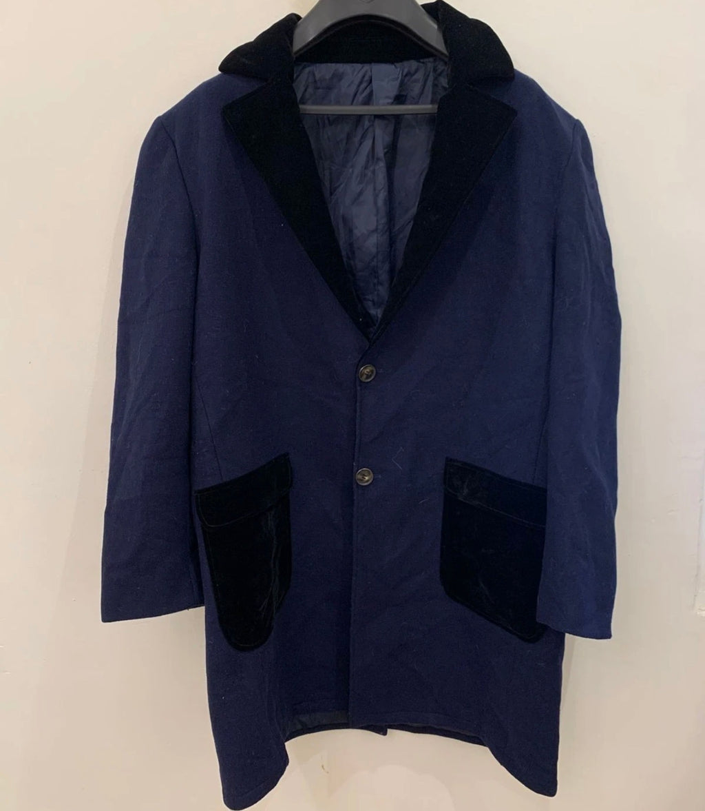 Vintage wool blend classic navy unique over coat 48R 48L XL