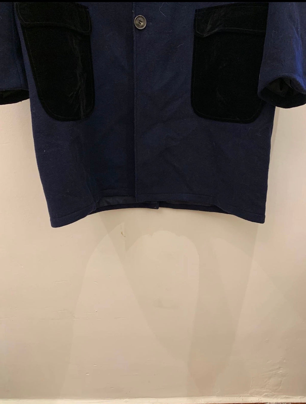 Vintage wool blend classic navy unique over coat 48R 48L XL