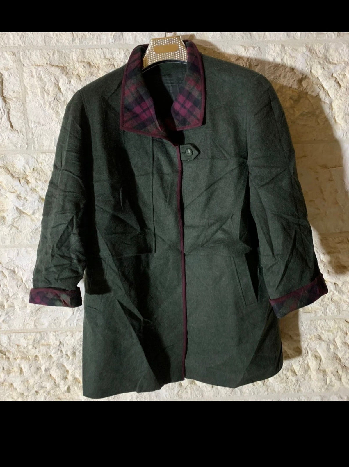 Vintage Wool Alpaca classic Loden olive green jacket coat 44 L 14