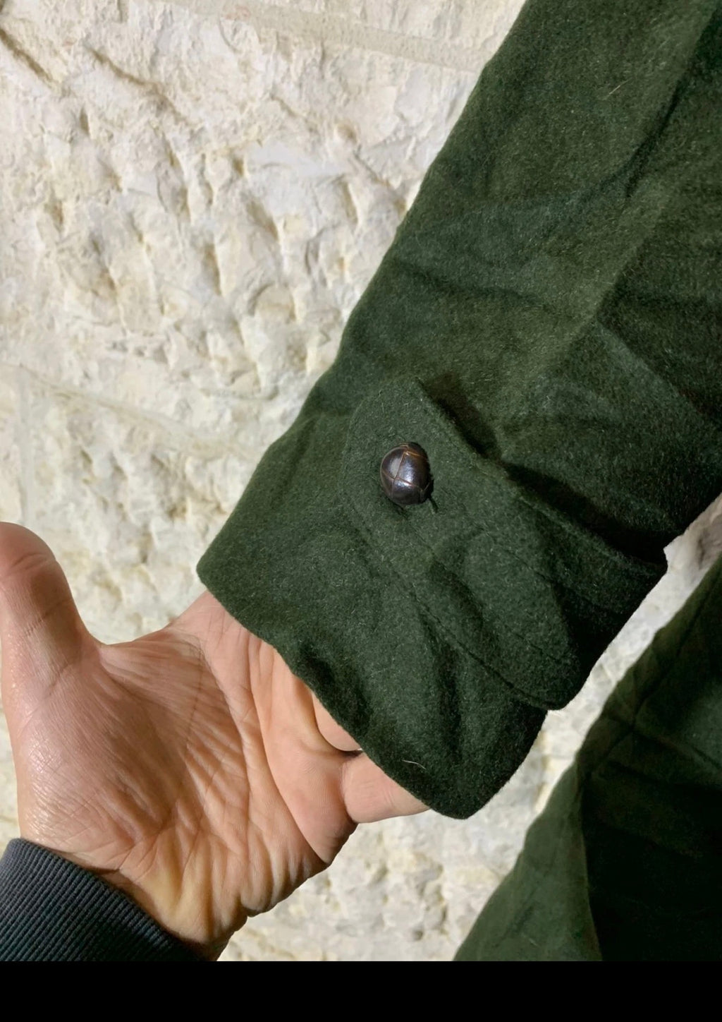 Vintage Pischl Tiroler Loden wool blended classic olive green over coat 42R