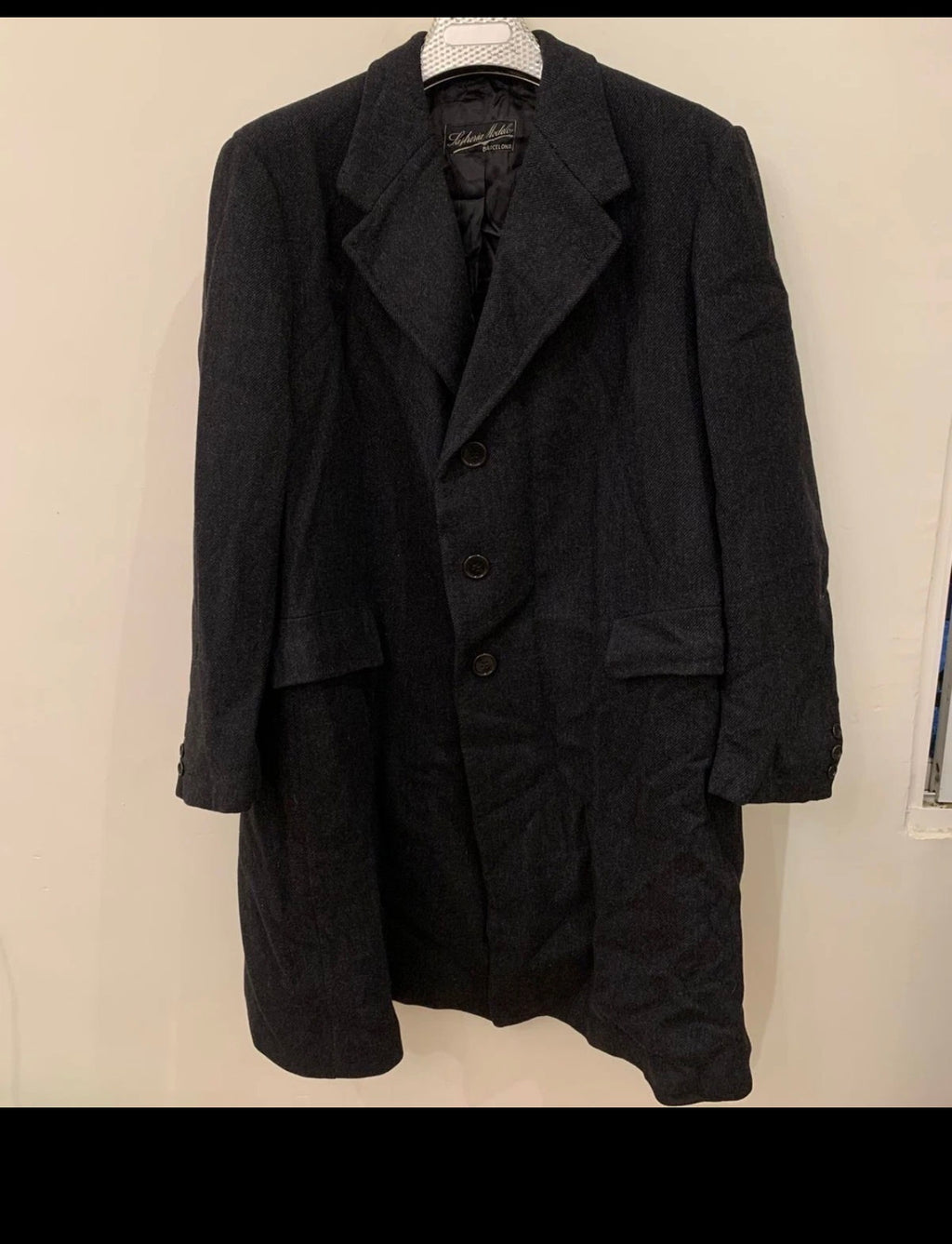 1950s Vintage handtailored pure wool charcoal classic top over coat 48R XL