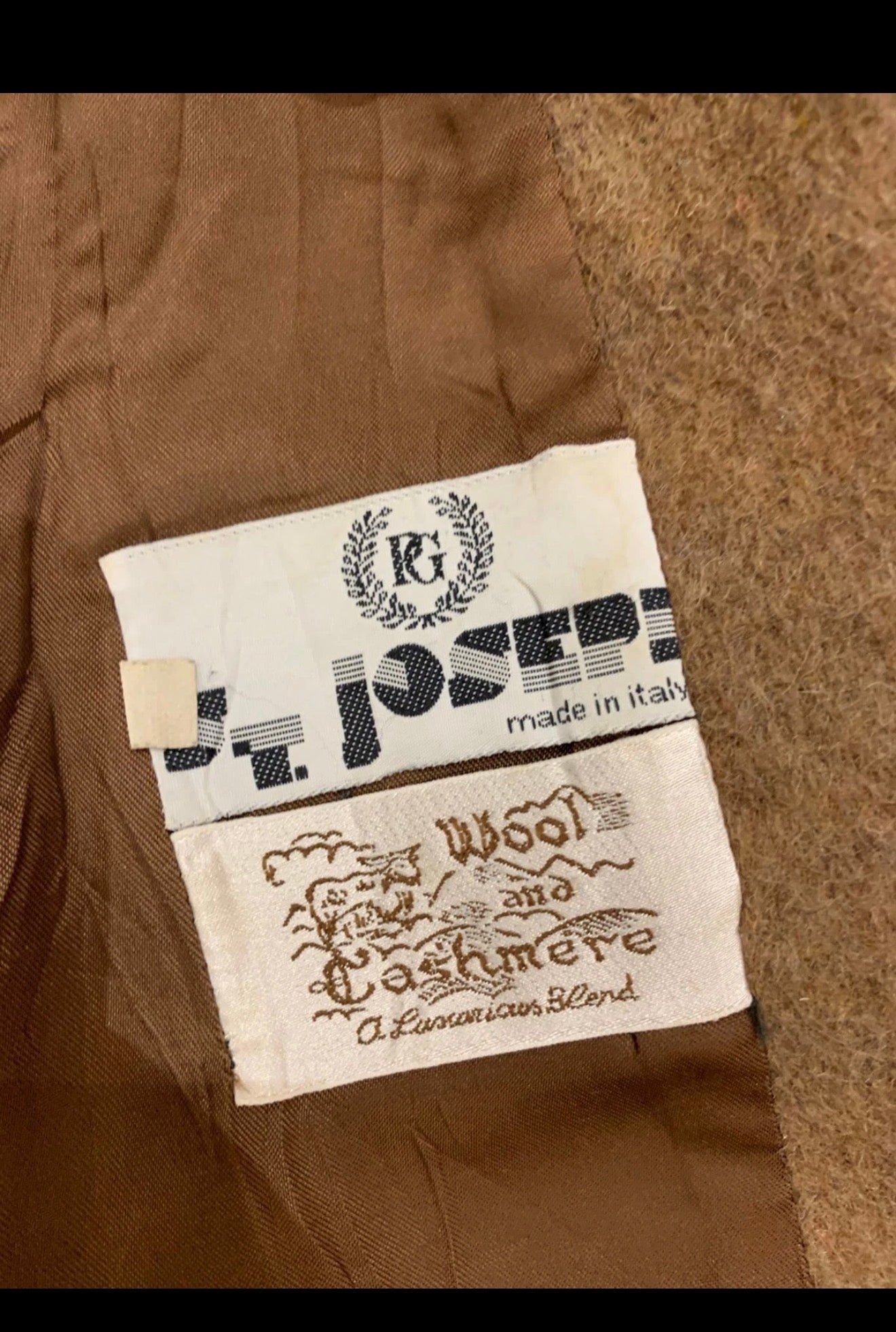 Vintage Wool Cashmere blend classic brown raglan Italian over coat 44R