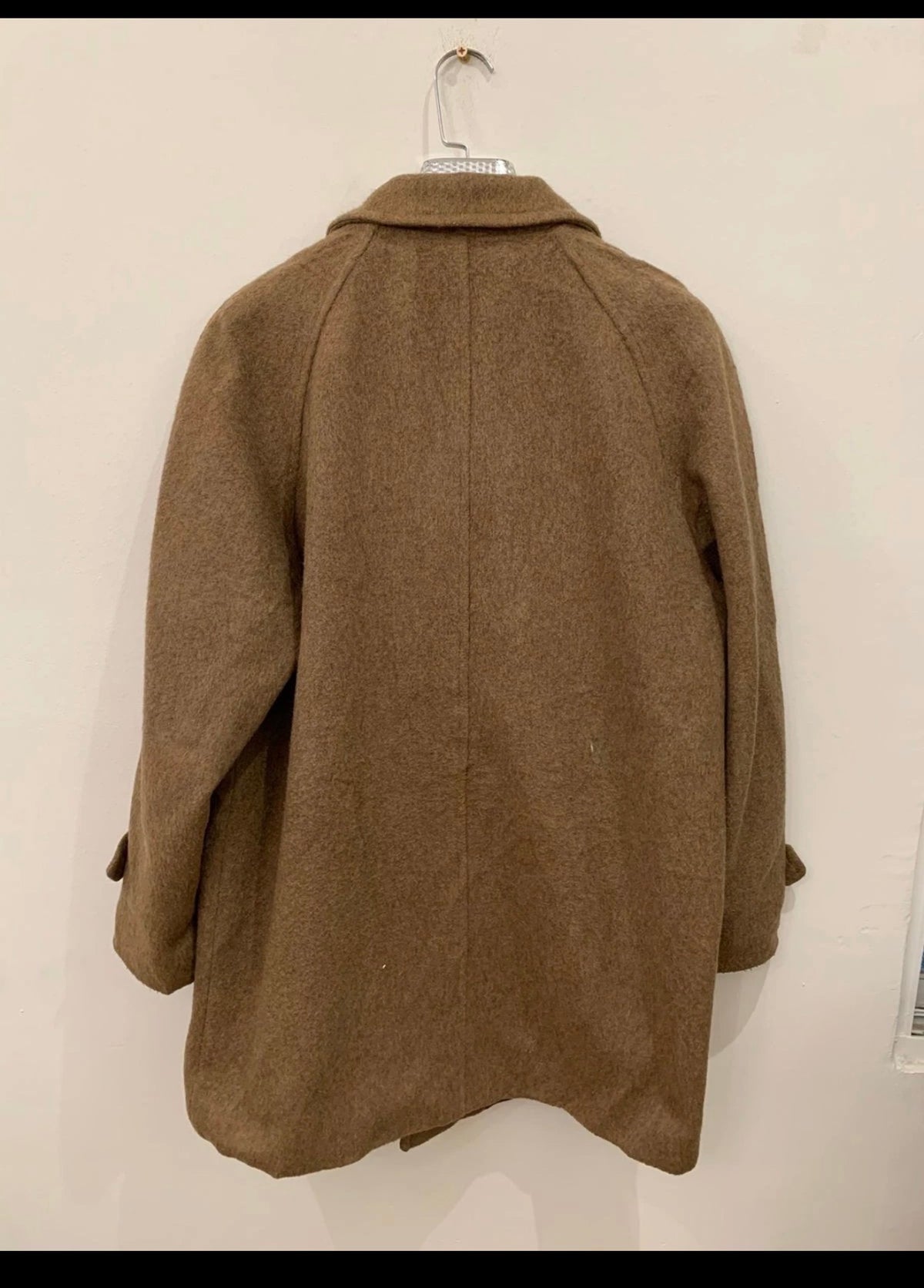 Vintage Wool Cashmere blend classic brown raglan Italian over coat 44R