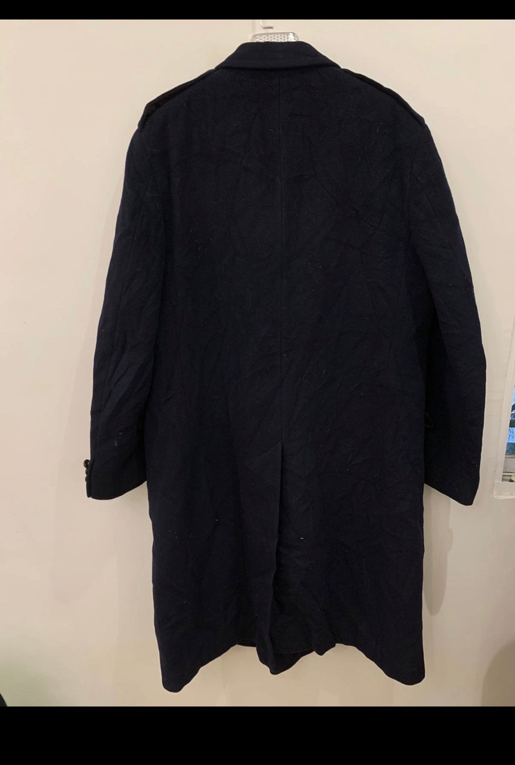 1970s Vintage classic pure Wool double breasted Navy over coat 46L 46R XL