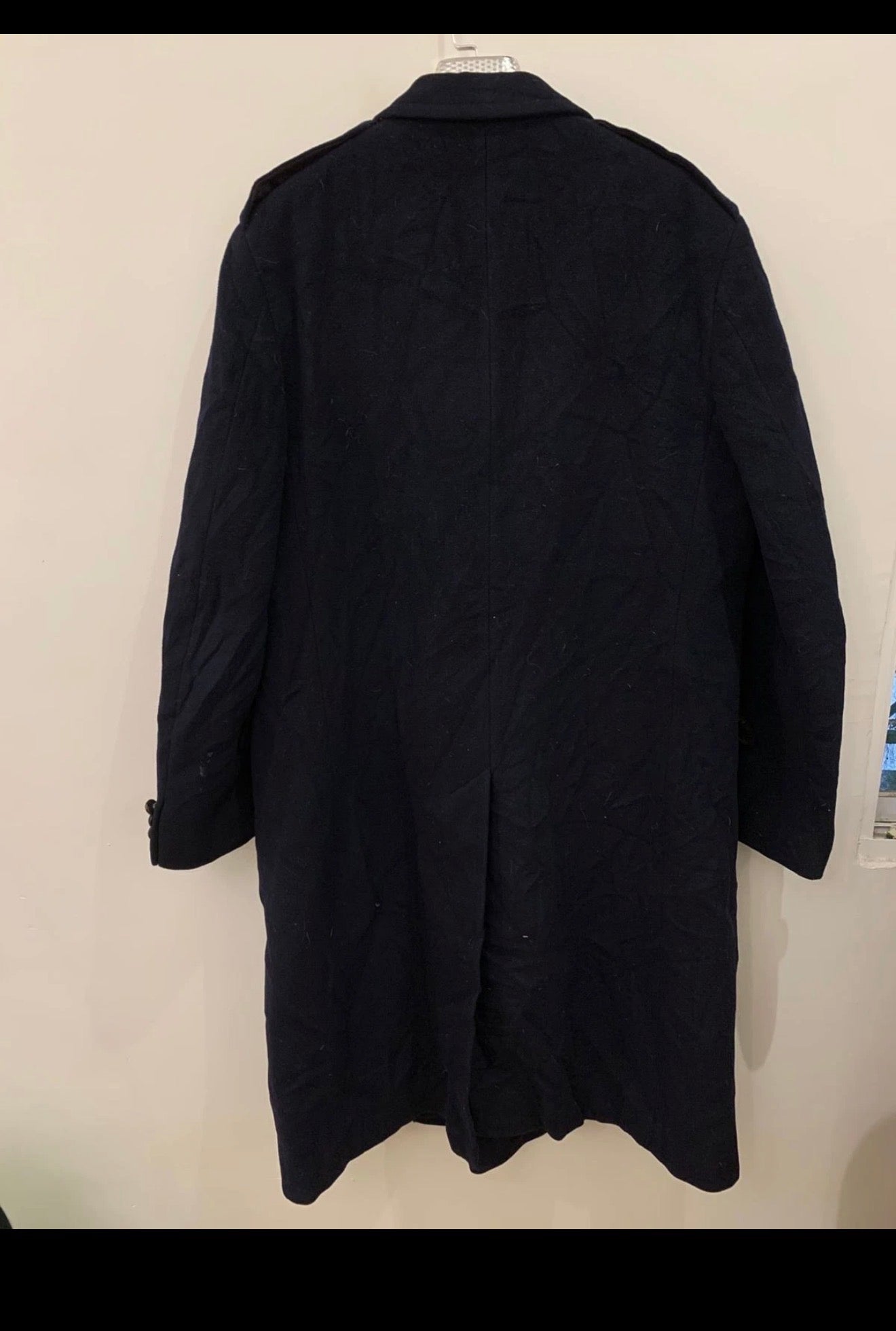 1970s Vintage classic pure Wool double breasted Navy over coat 46L 46R XL