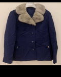 1970s Vintage Pure wool mink Fur Collar Classic blue jacket sweater 42 M 12