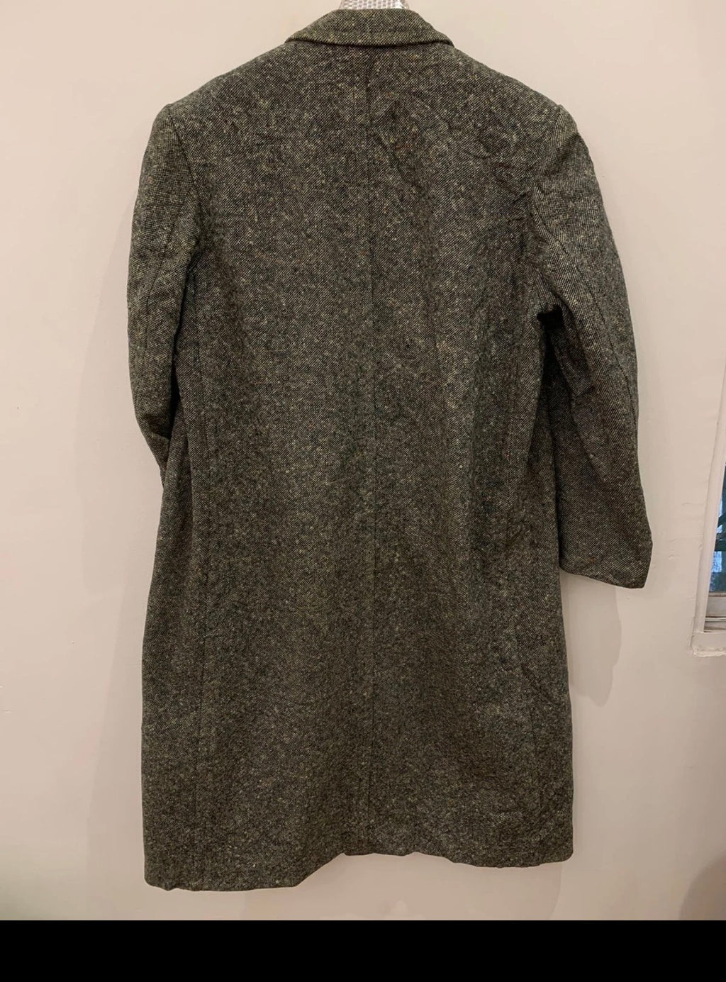1960s vintage pure wool tweed greenish classic camouflage over coat 42R
