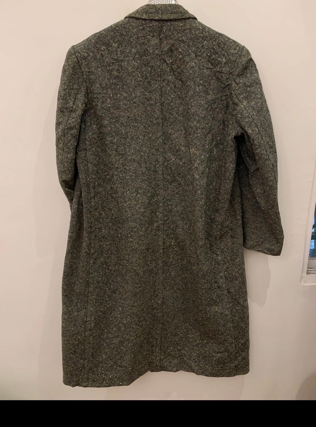 1960s vintage pure wool tweed greenish classic camouflage over coat 42R