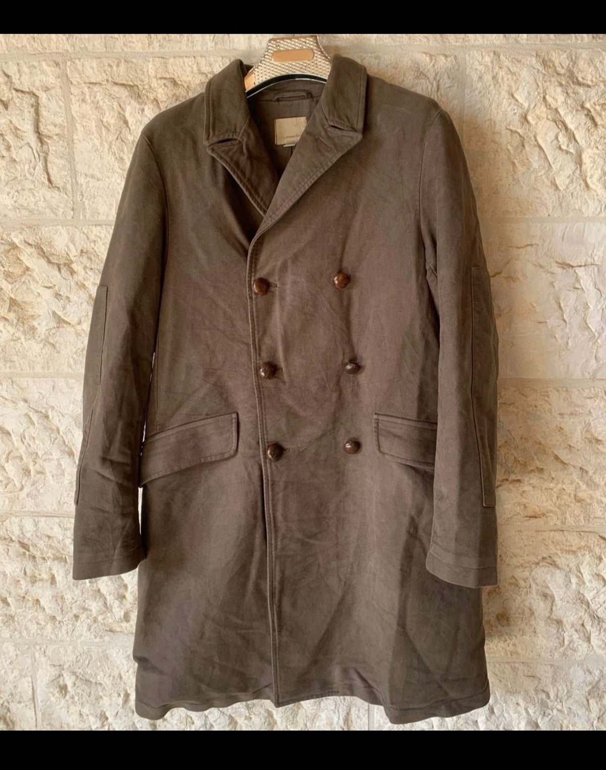 Banana republic 100% Cotton double breasted belted Classic over coat 42R 42L