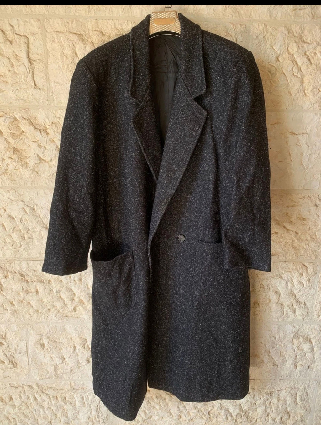 Vintage Dash wool blend camouflage classic double breasted over coat 46R XL