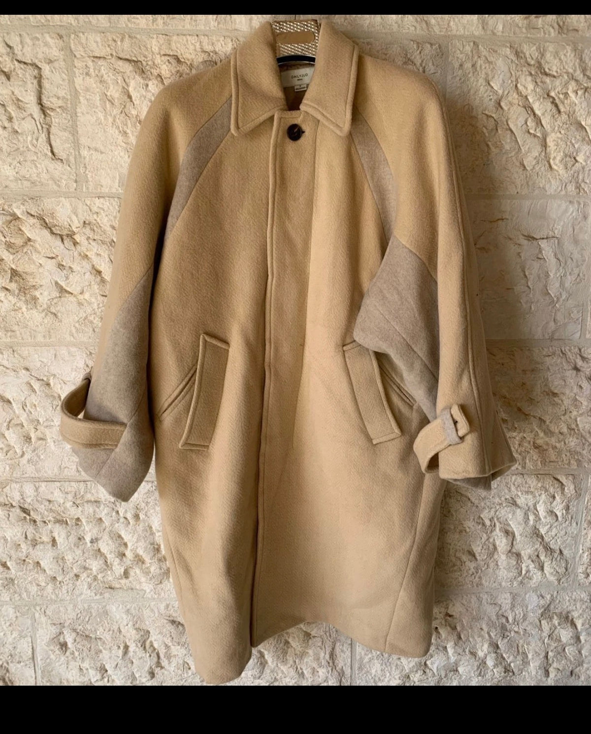 Vintage pure wool classic camel beige raglan unique over coat 56R 4XL