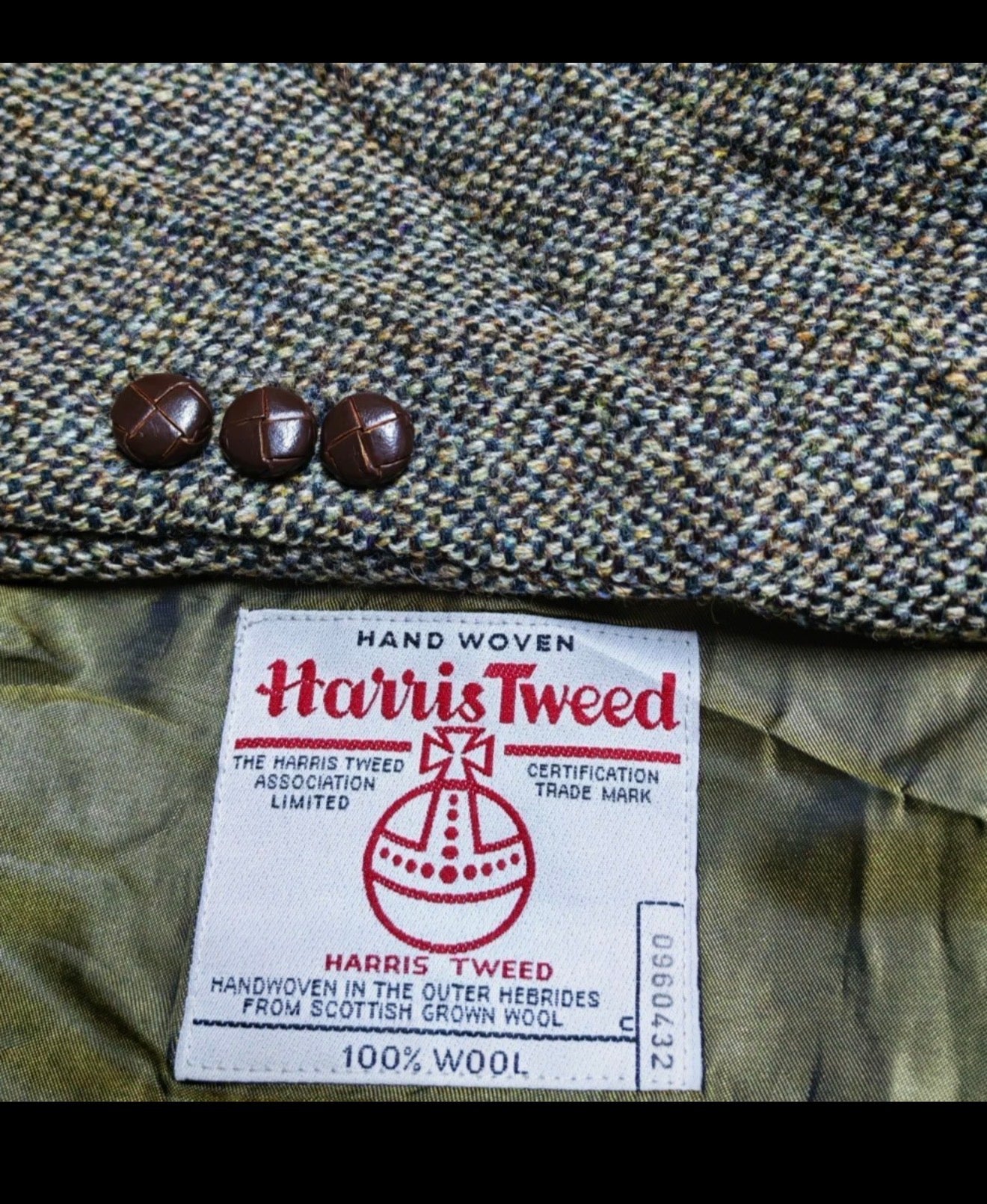 Vintage Harris Tweed pure wool handwoven classic green hunting jacket blazer 42R