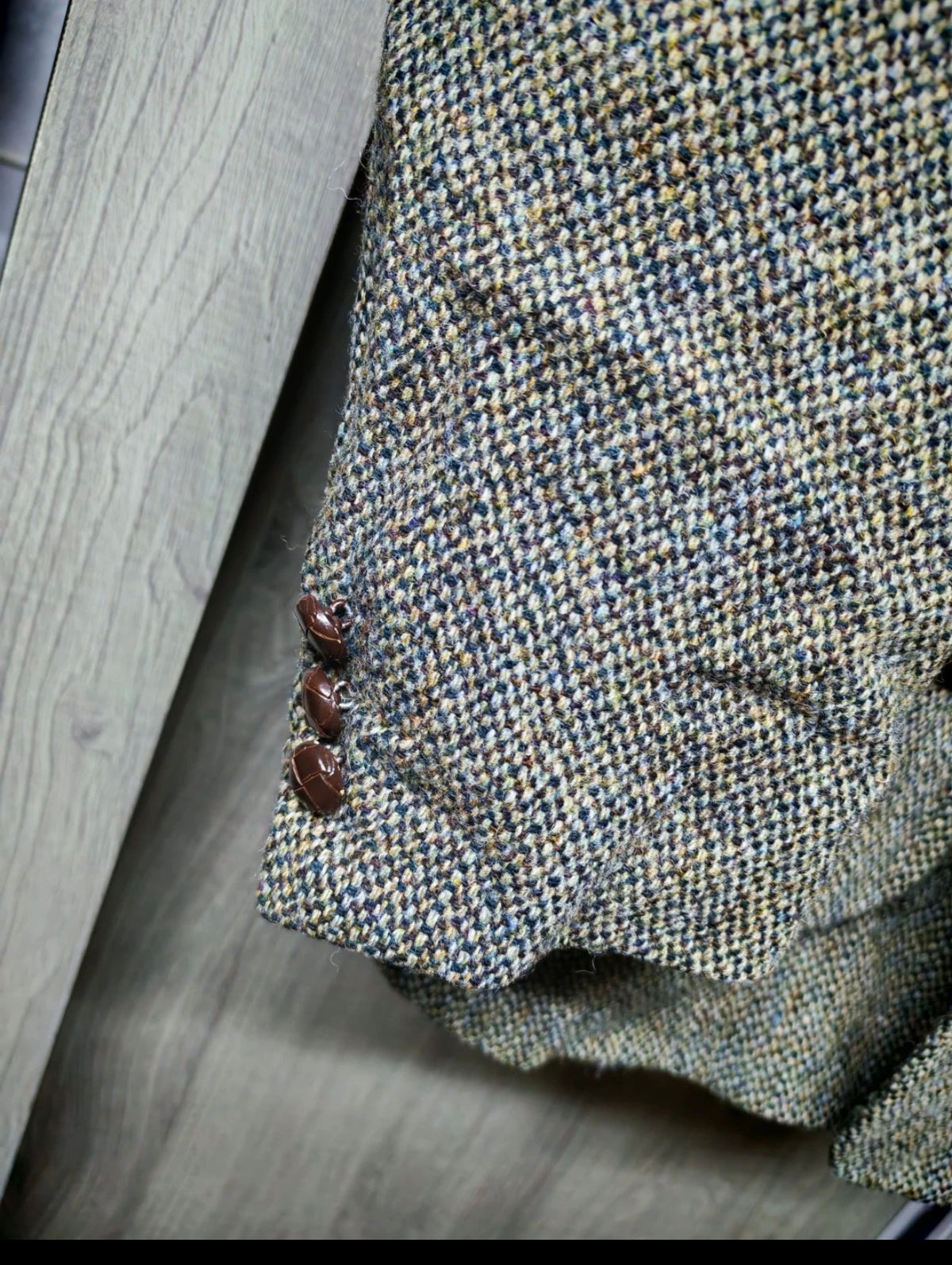 Vintage Harris Tweed pure wool handwoven classic green hunting jacket blazer 42R
