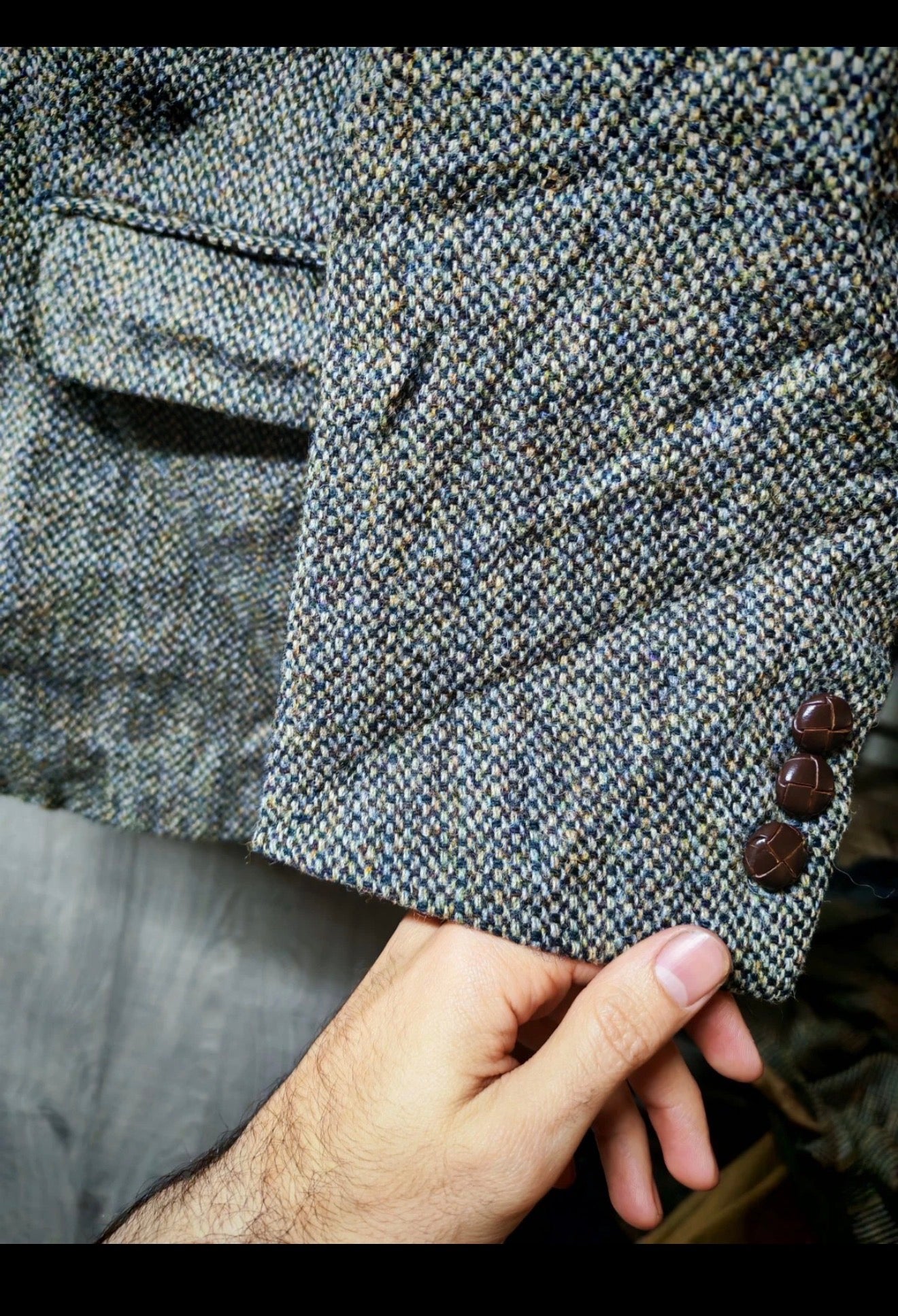 Vintage Harris Tweed pure wool handwoven classic green hunting jacket blazer 42R
