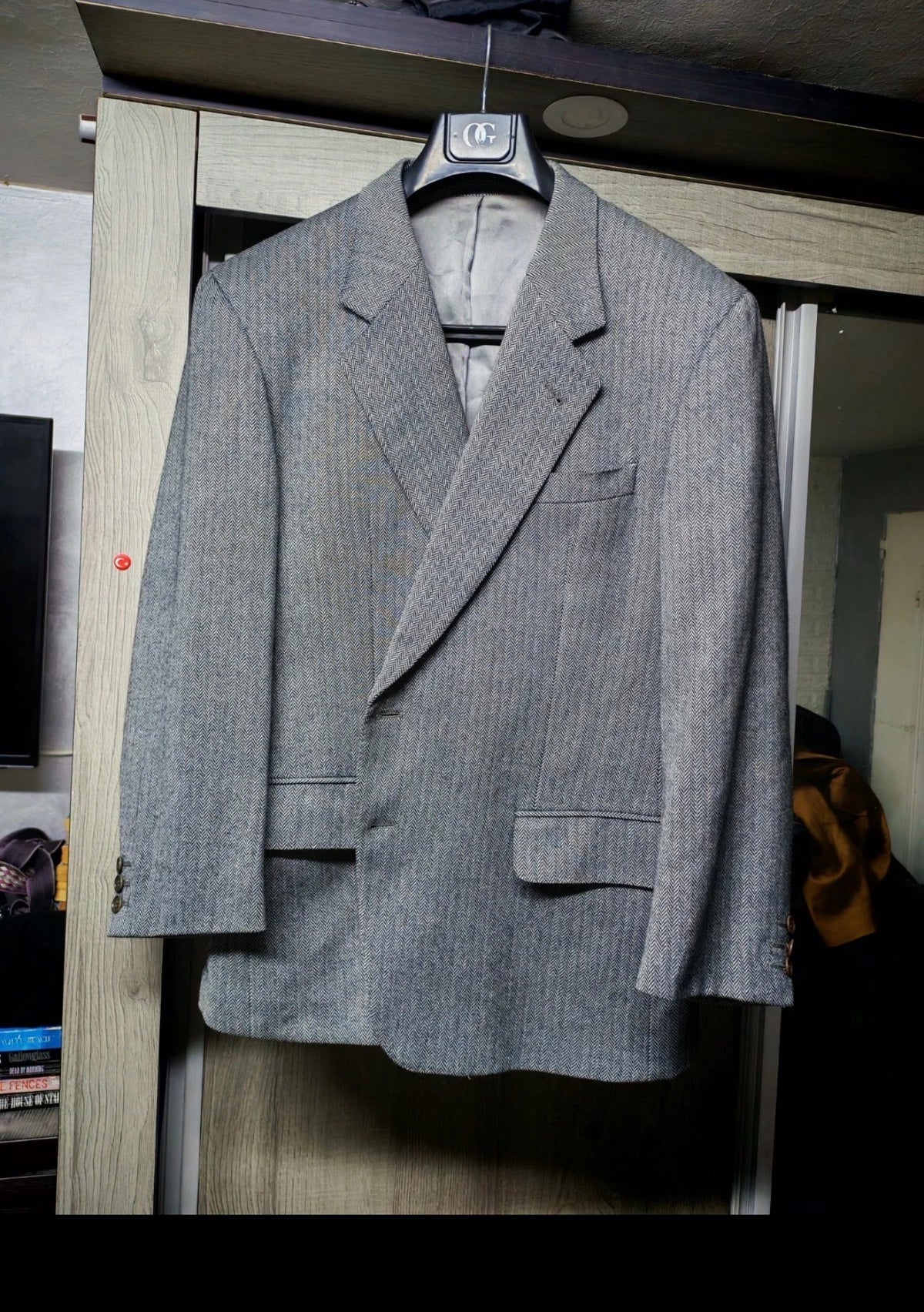 Vintage Burberrys pure worsted wool herringbone gray classic jacket blazer 44R