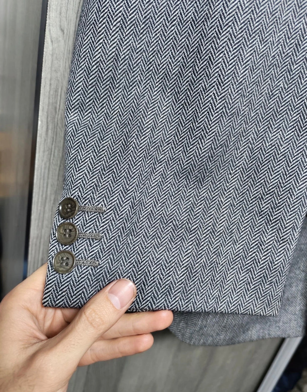 Vintage Burberrys pure worsted wool herringbone gray classic jacket blazer 44R