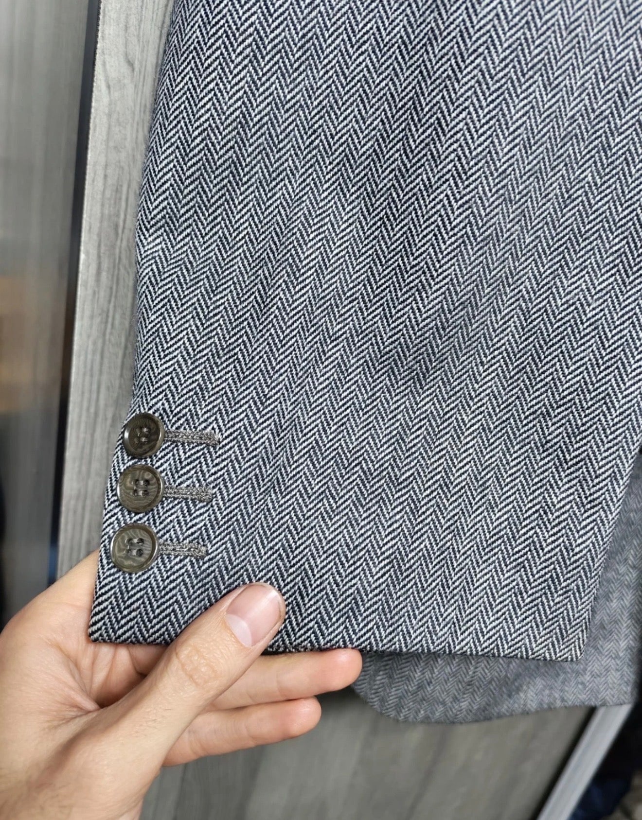 Vintage Burberrys pure worsted wool herringbone gray classic jacket blazer 44R