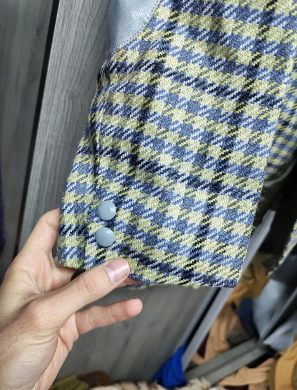1970s Vintage pure wool houndstooth classic Rockabilly disco jacket blazer 44R