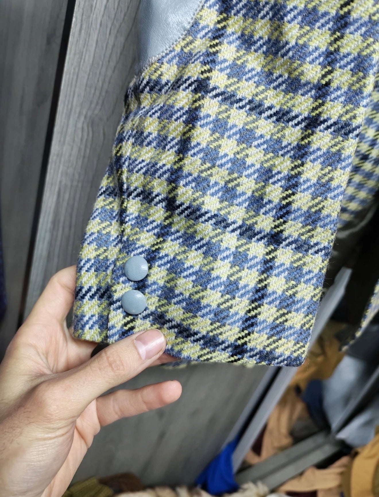 1970s Vintage pure wool houndstooth classic Rockabilly disco jacket blazer 44R