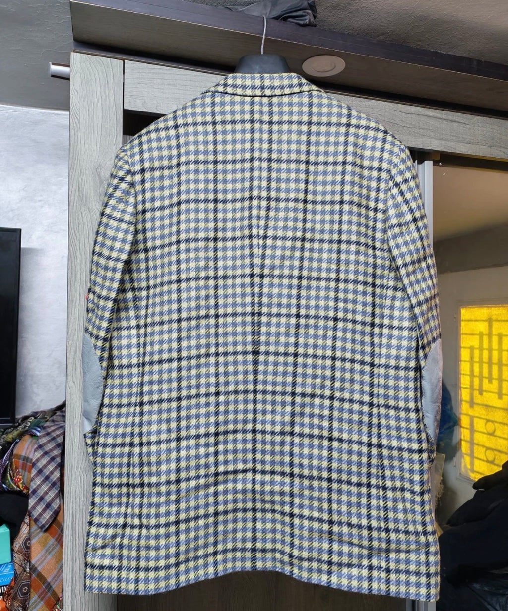 1970s Vintage pure wool houndstooth classic Rockabilly disco jacket blazer 44R