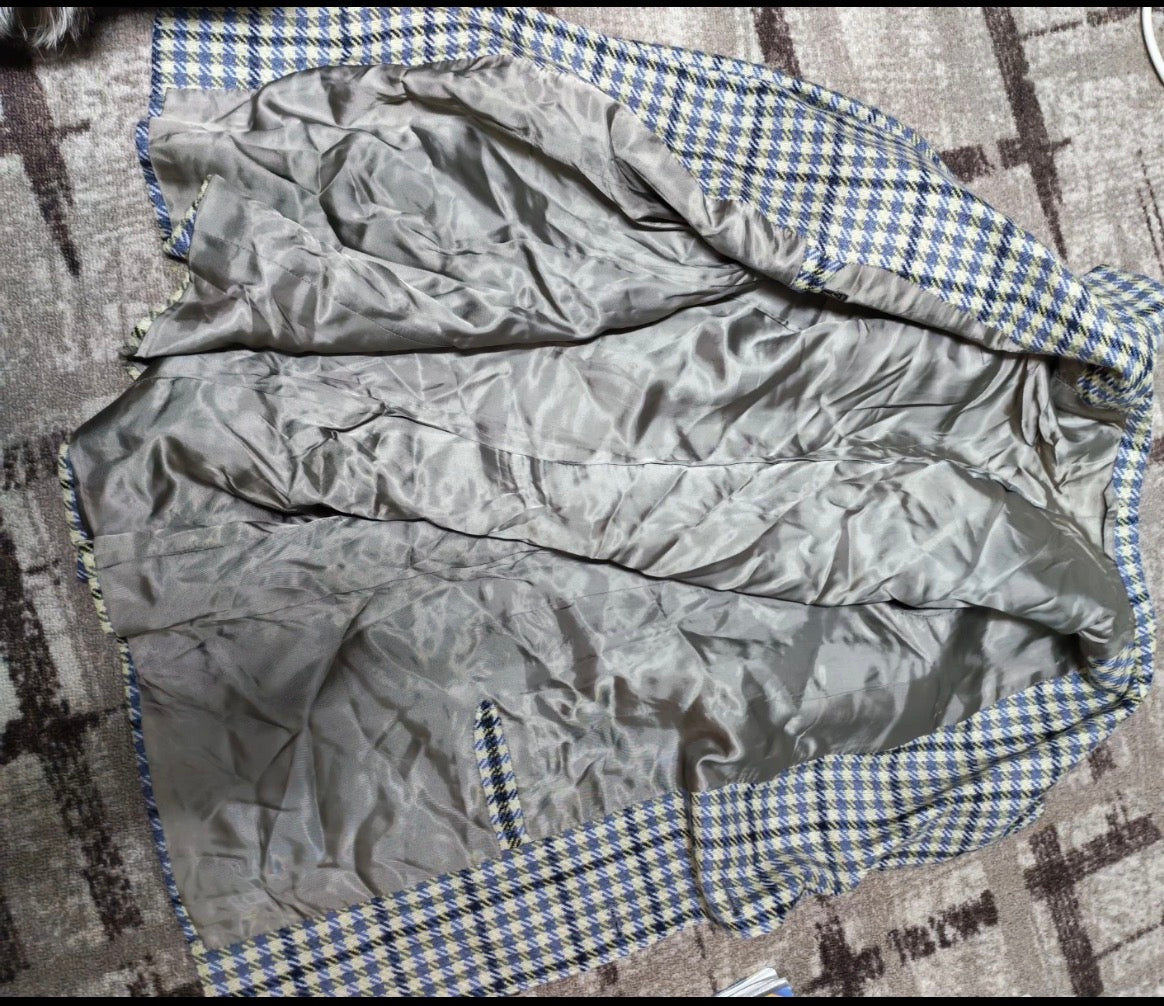 1970s Vintage pure wool houndstooth classic Rockabilly disco jacket blazer 44R