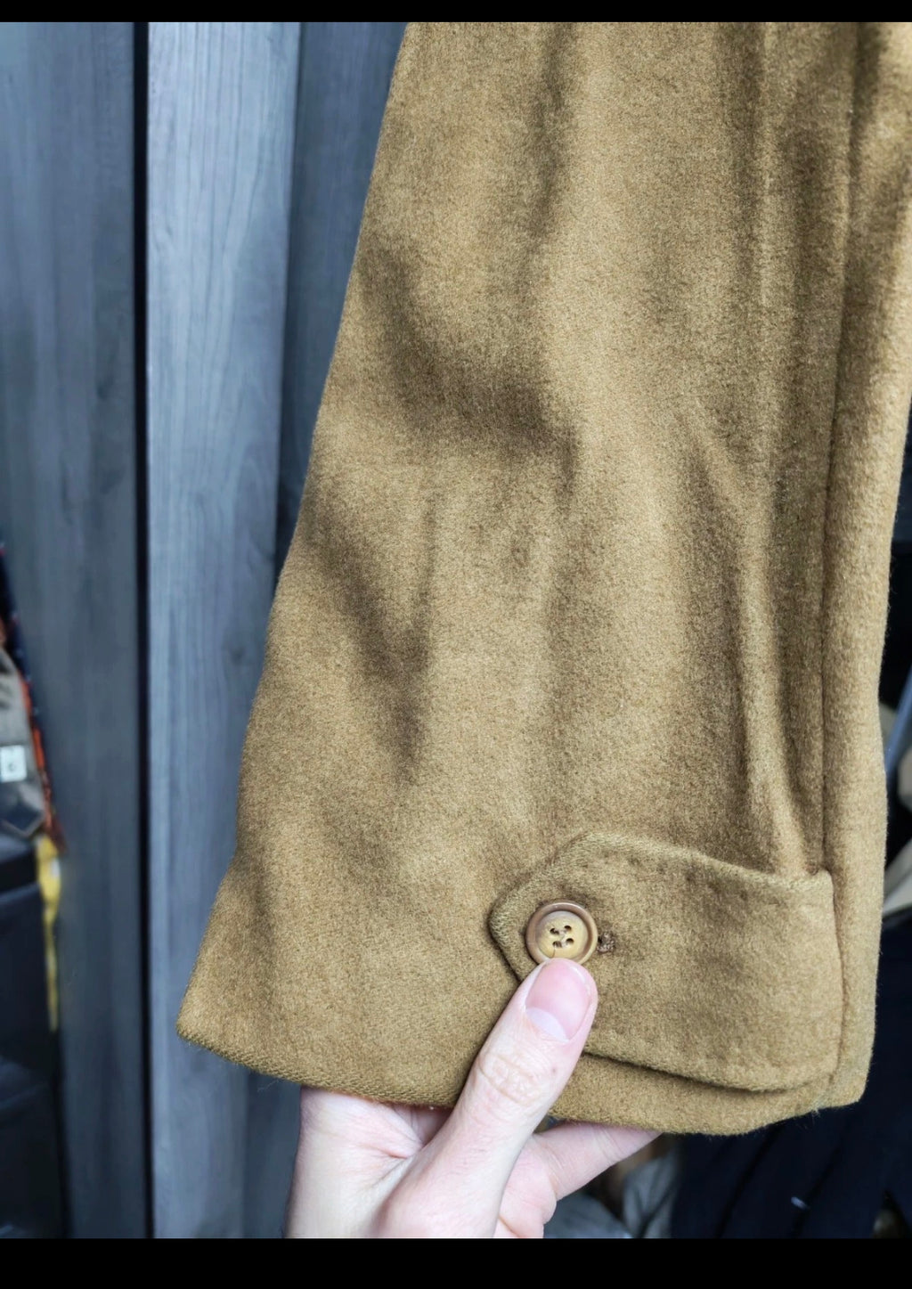 Vintage Wool Cashmere classic brown raglan Italian over coat 46R XL