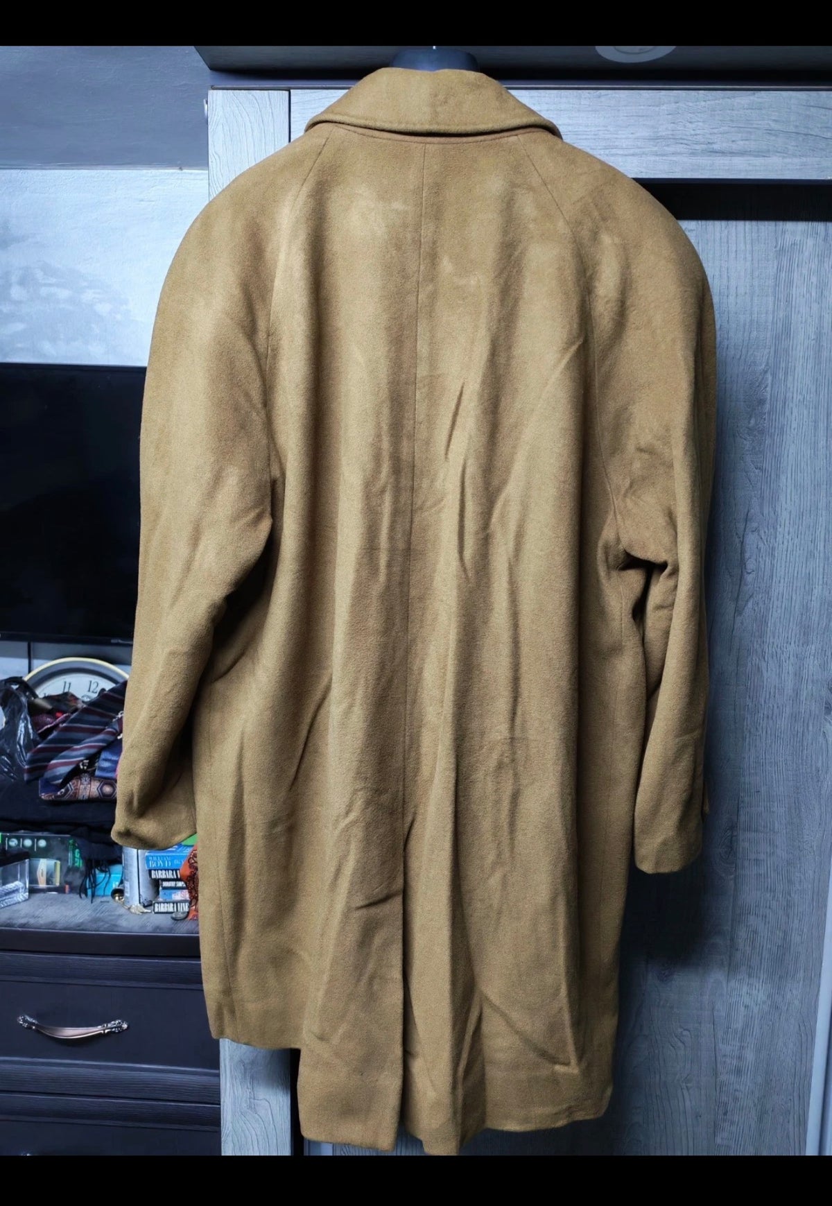 Vintage Wool Cashmere classic brown raglan Italian over coat 46R XL