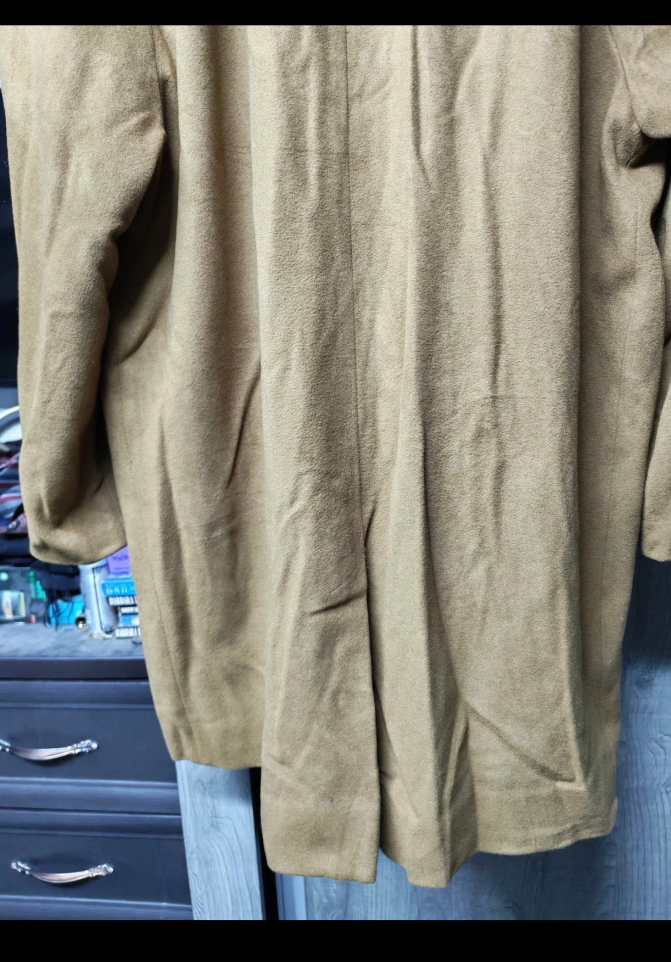 Vintage Wool Cashmere classic brown raglan Italian over coat 46R XL