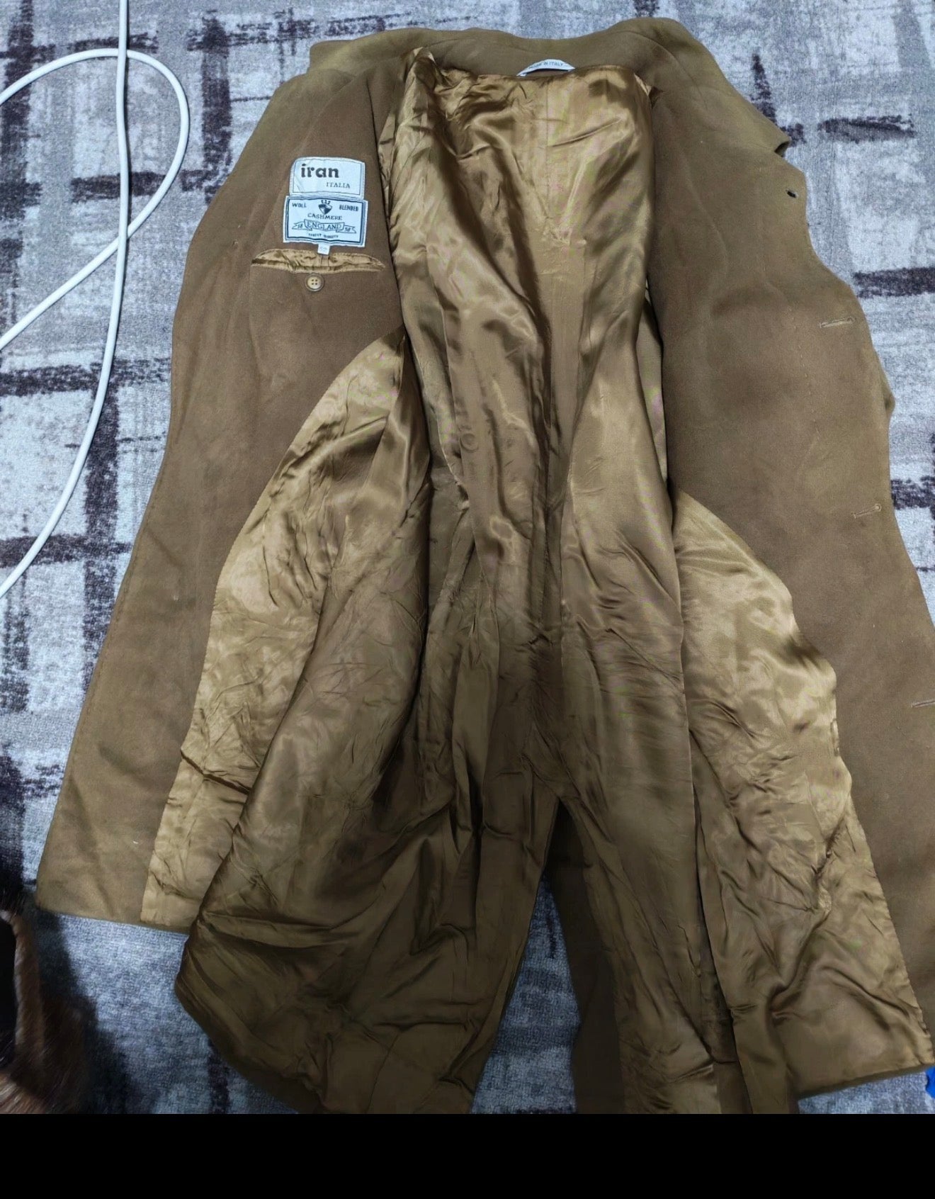 Vintage Wool Cashmere classic brown raglan Italian over coat 46R XL