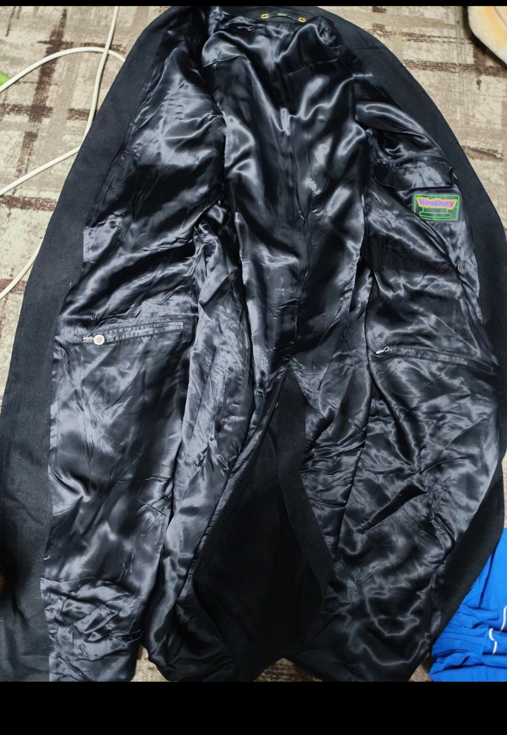 Vintage Westbury pure wool double breasted gangster Charcoal over coat 46L XL