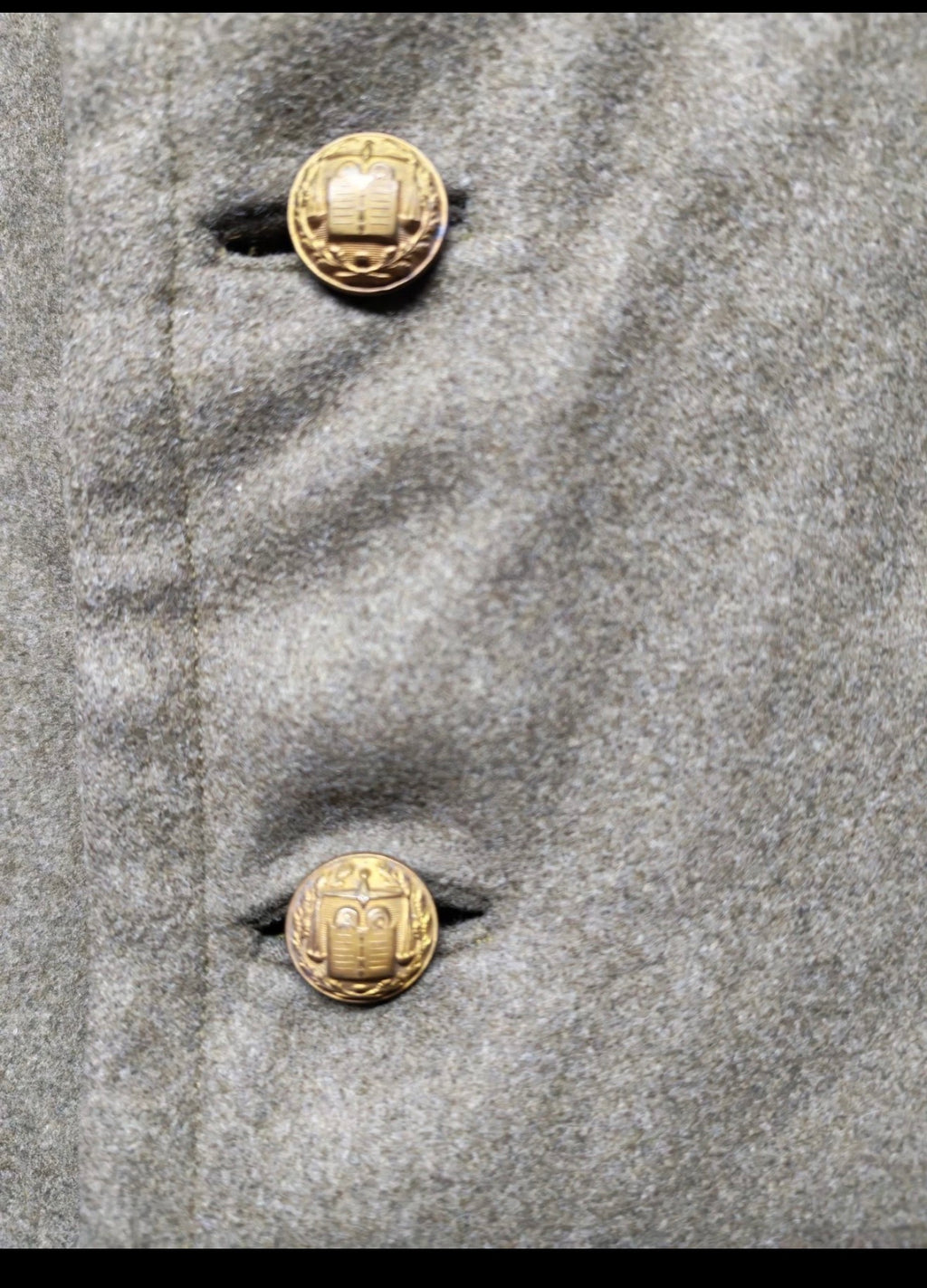1970s Vintage pure wool gold button military army raglan jacket coat 46R 46S XL