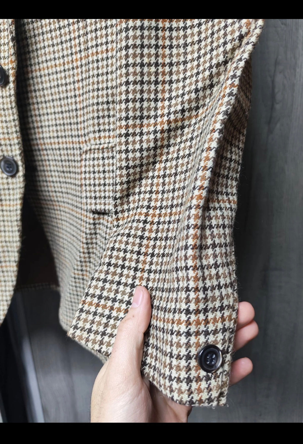 1970s Vintage houndstooth pure wool handwoven tweed hunting jacket blazer 36R