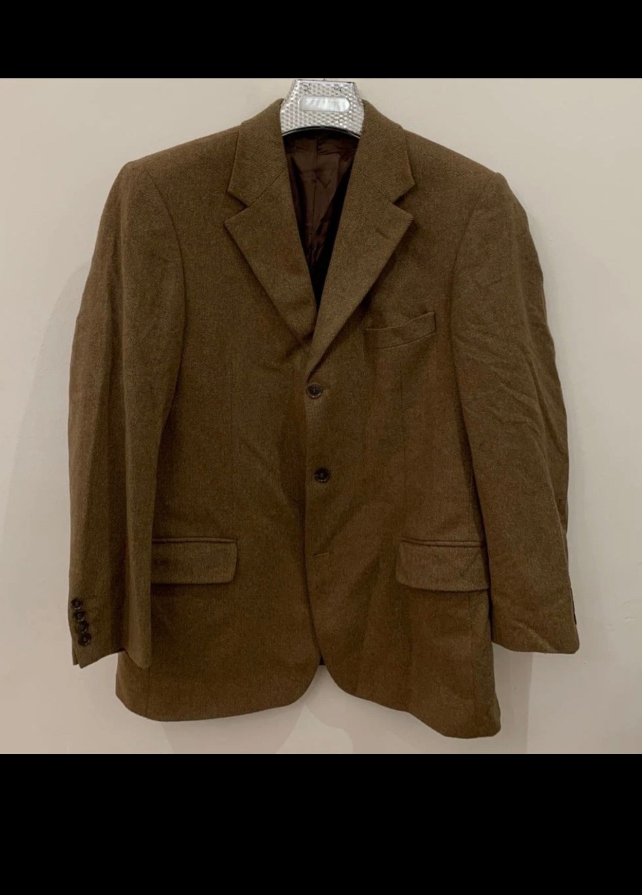 Vintage Daniel Hechter Wool Cashmere blend brown hunting jacket blazer 42R