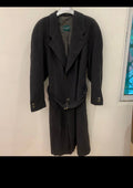 Vintage wool cashmere blend brown belted raglan long over coat 50R 50L 2XL