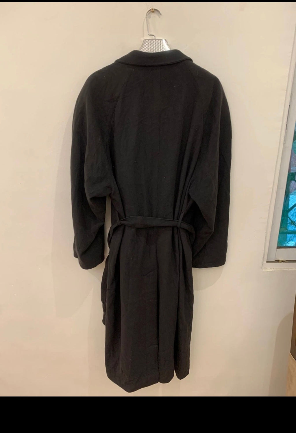 Vintage wool cashmere blend brown belted raglan long over coat 50R 50L 2XL