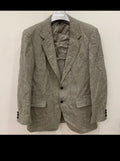 Vintage handtailored pure wool handwoven tweed grayish beige jacket blazer 42R