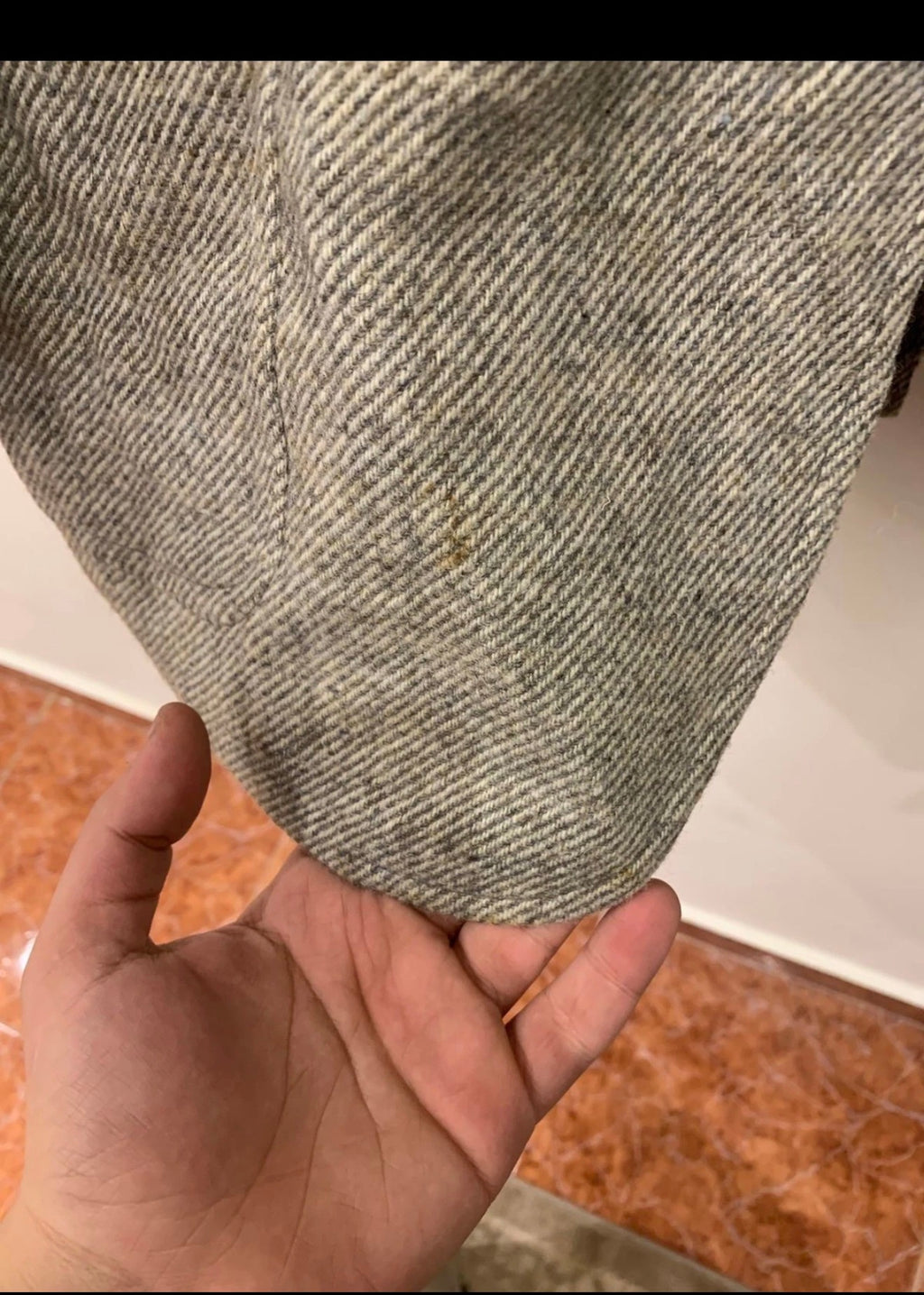 Vintage handtailored pure wool handwoven tweed grayish beige jacket blazer 42R