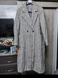 Classic style Wool blend herringbone double breasted gray over coat 20 50 2XL