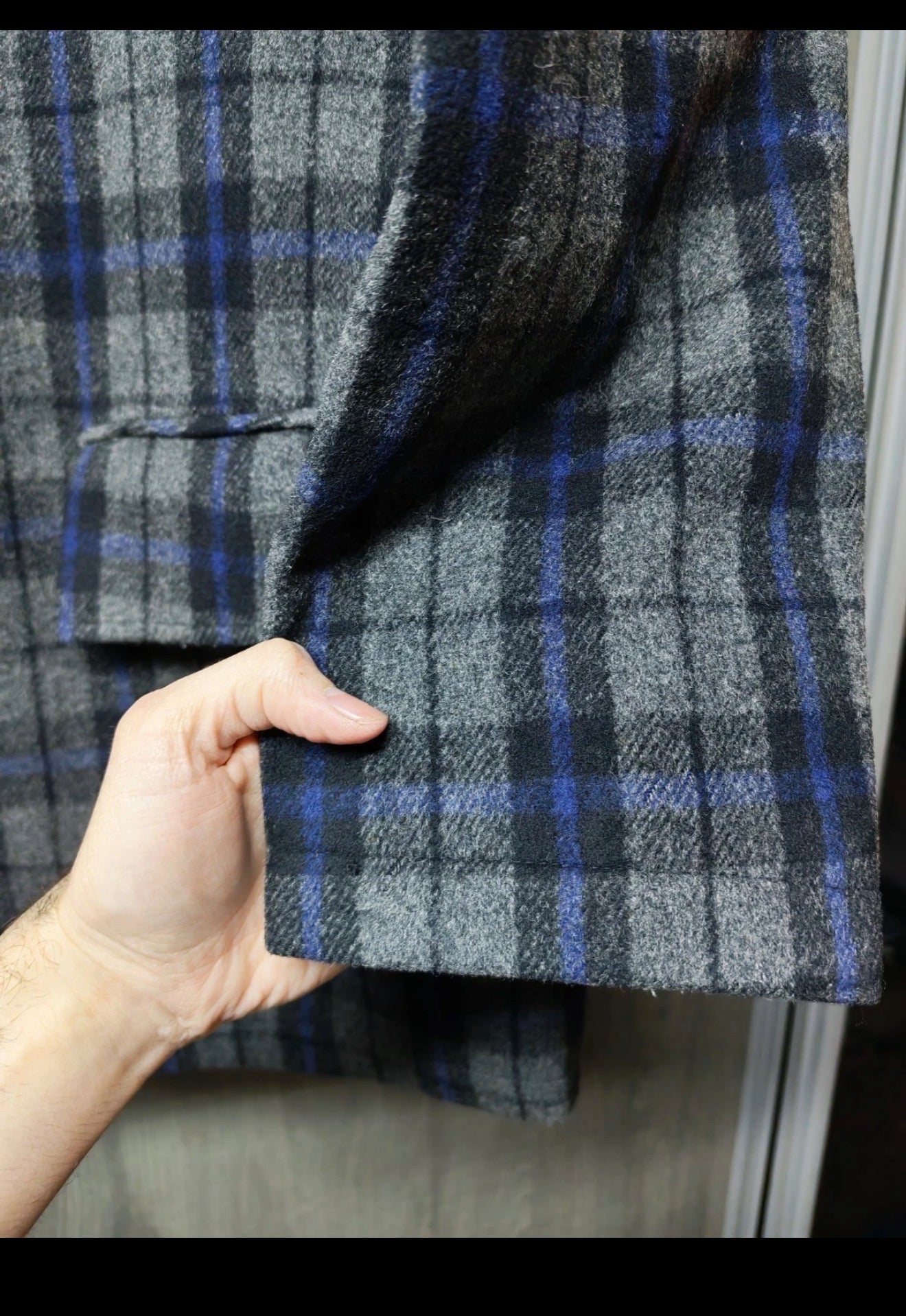 Vintage woollen wool classic Windowpane plaid jacket sweater 44R L