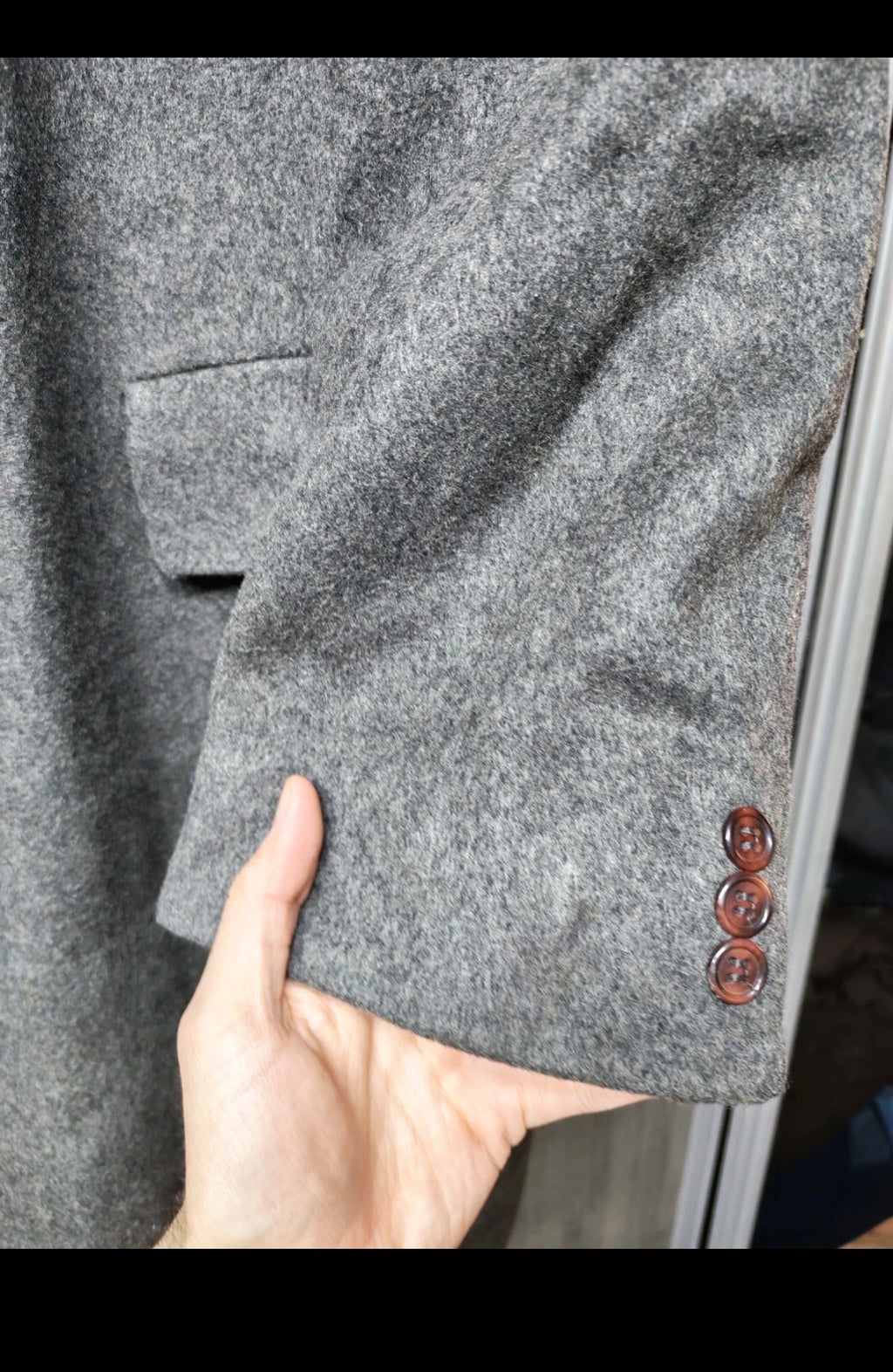 Vintage 100% pure cashmere classic charcoal top over coat 42R