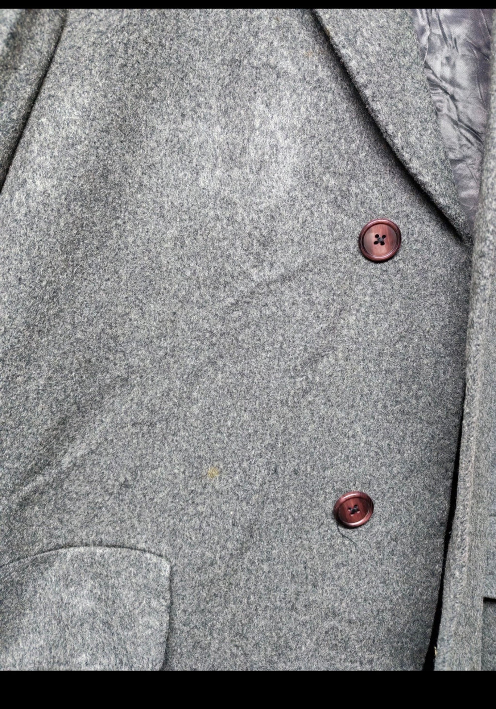 Vintage 100% pure cashmere classic charcoal top over coat 42R