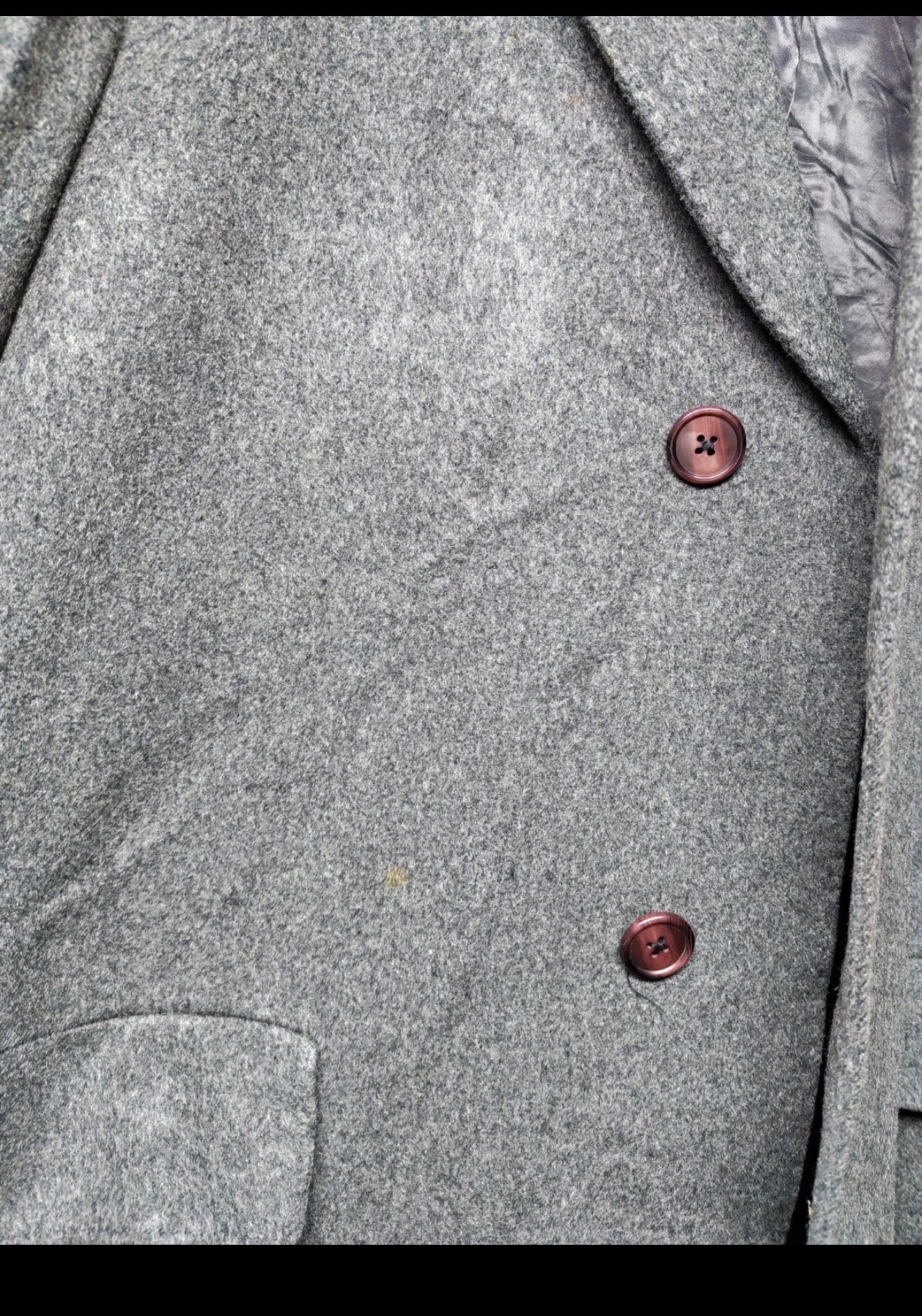 Vintage 100% pure cashmere classic charcoal top over coat 42R