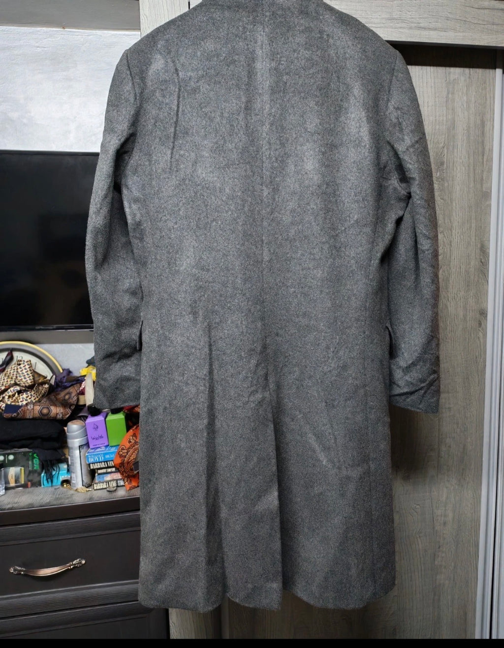 Vintage 100% pure cashmere classic charcoal top over coat 42R