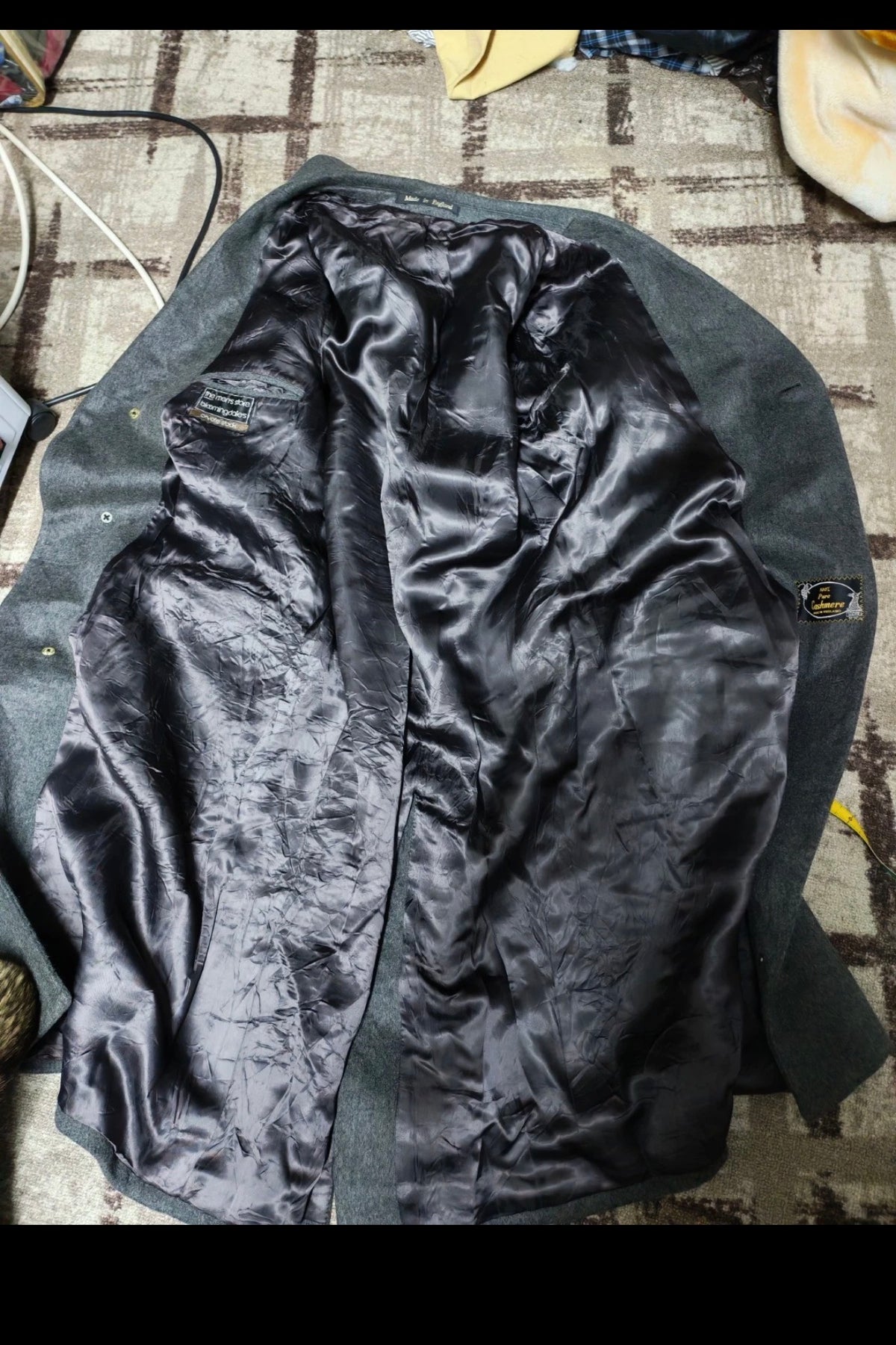 Vintage 100% pure cashmere classic charcoal top over coat 42R