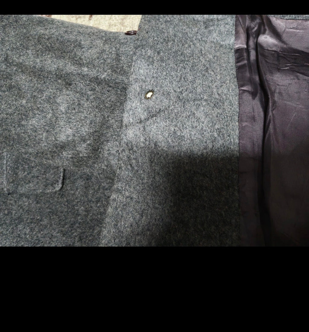 Vintage 100% pure cashmere classic charcoal top over coat 42R