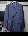 1970s vintage wool classic navy chalk stripes suit jacket blazer 38R