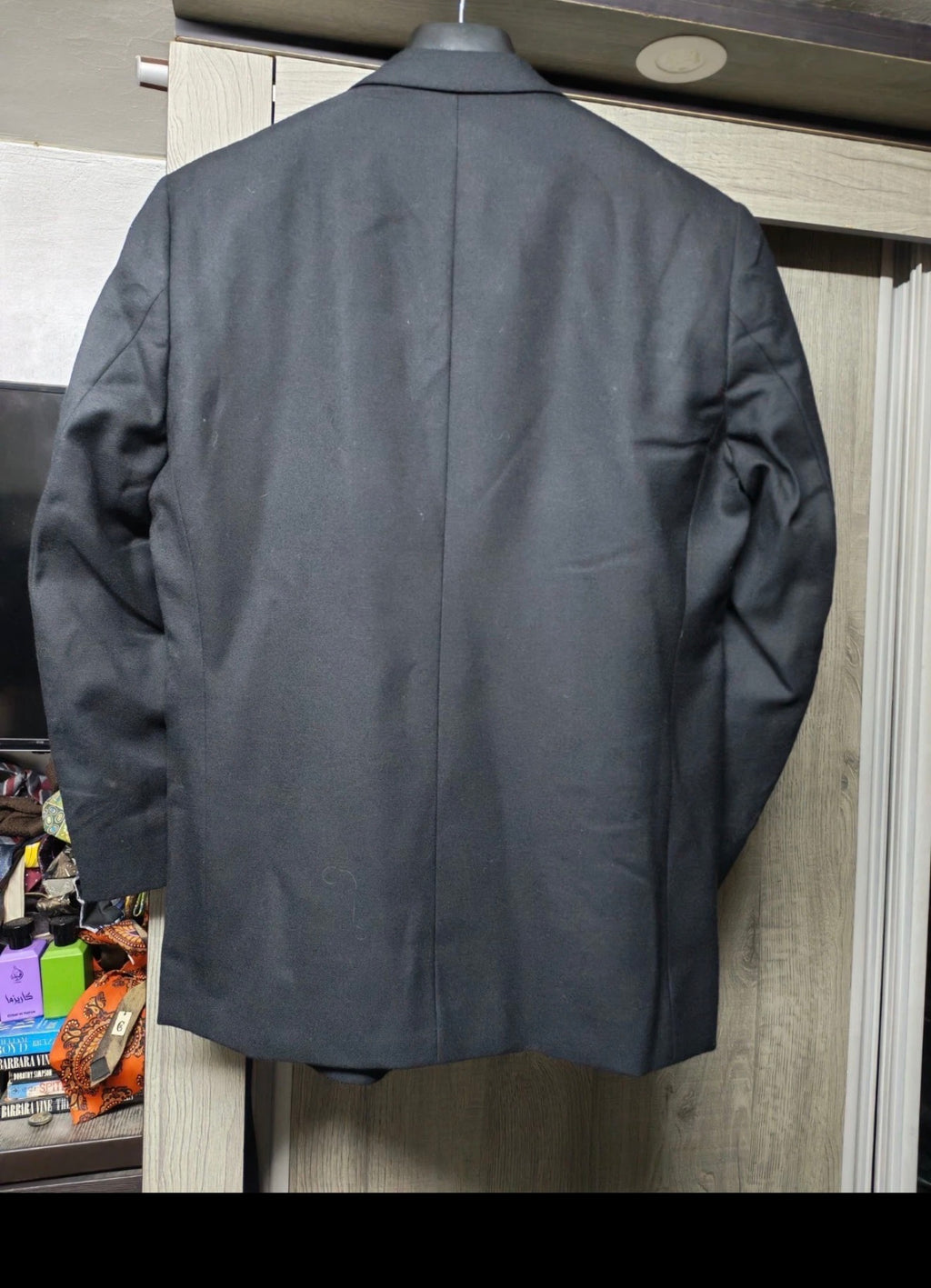1970s vintage pure wool classic double breasted black suit jacket blazer 40R 40S