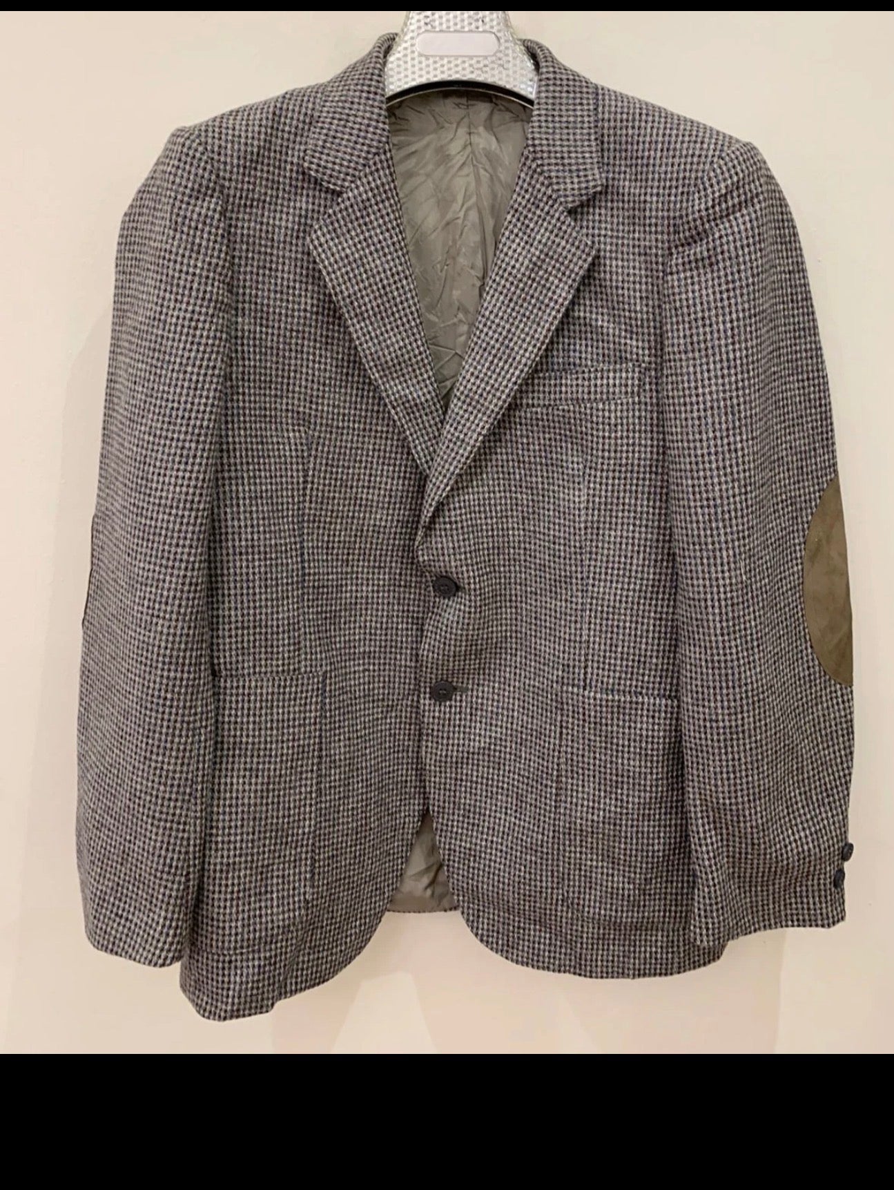 Vintage pure wool handwoven Tweed camouflage gray hunting jacket blazer 38R