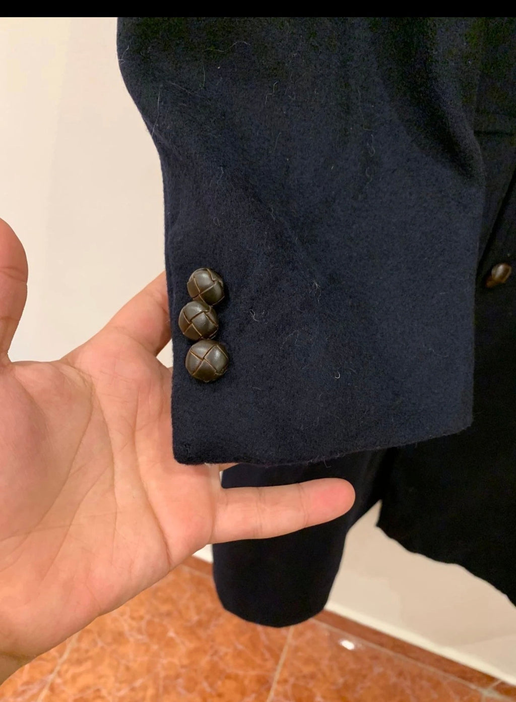 1980s Vintage Cricketeer pure wool double breasted navy over coat 46R 46L XL