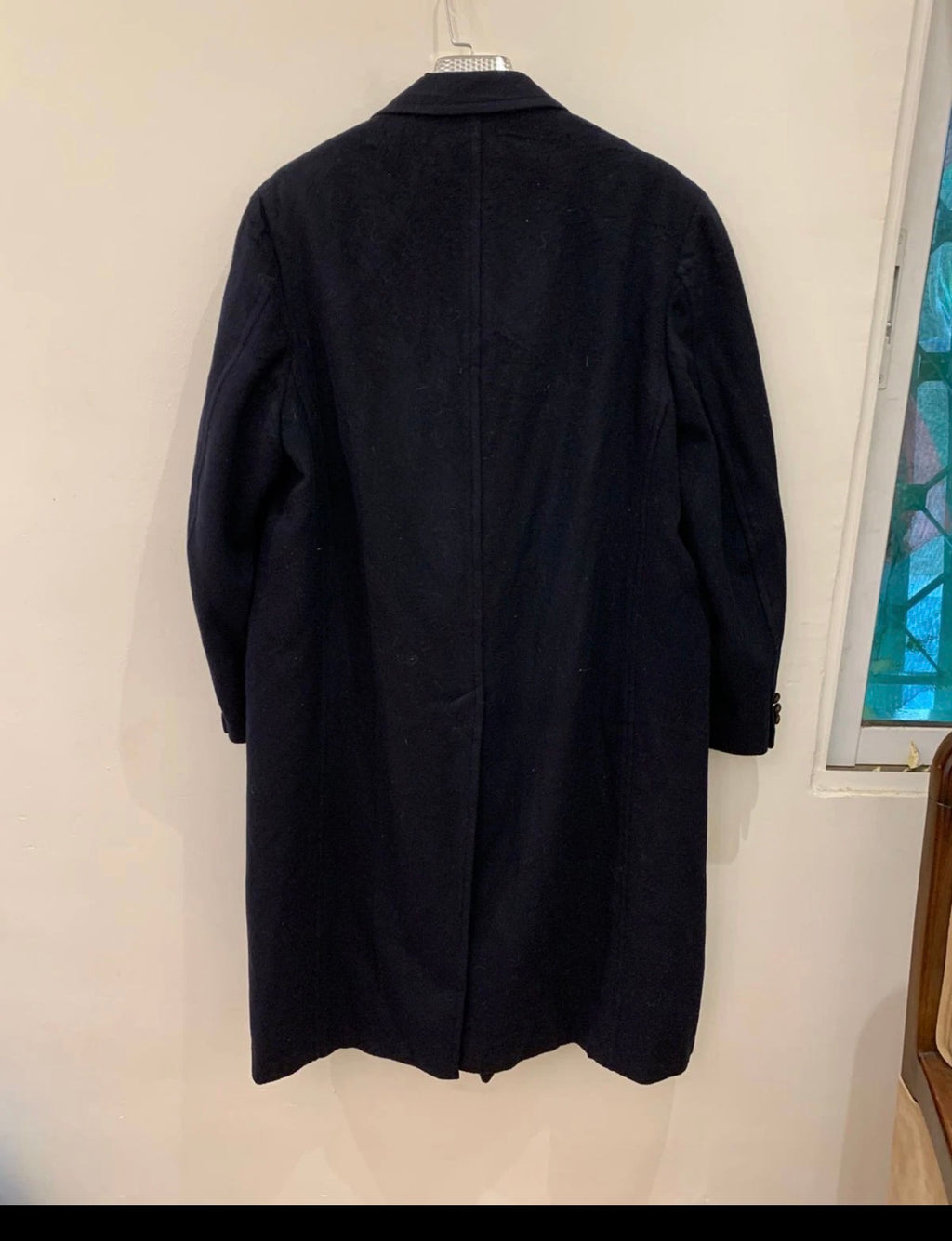 1980s Vintage Cricketeer pure wool double breasted navy over coat 46R 46L XL